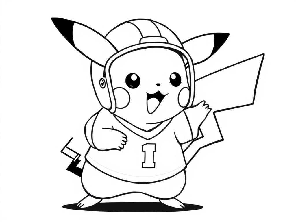 Pikachu Football Coloring Page