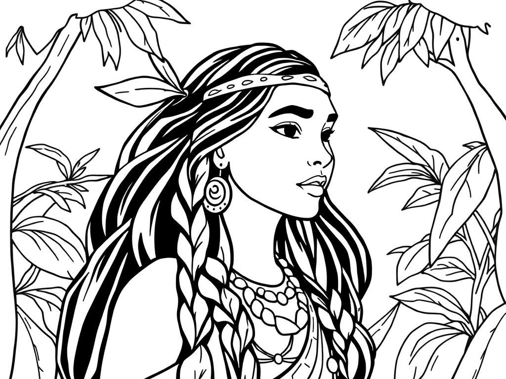 Native American Girl Coloring Page