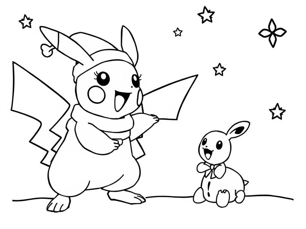 Cute Rabbits Christmas Coloring Page