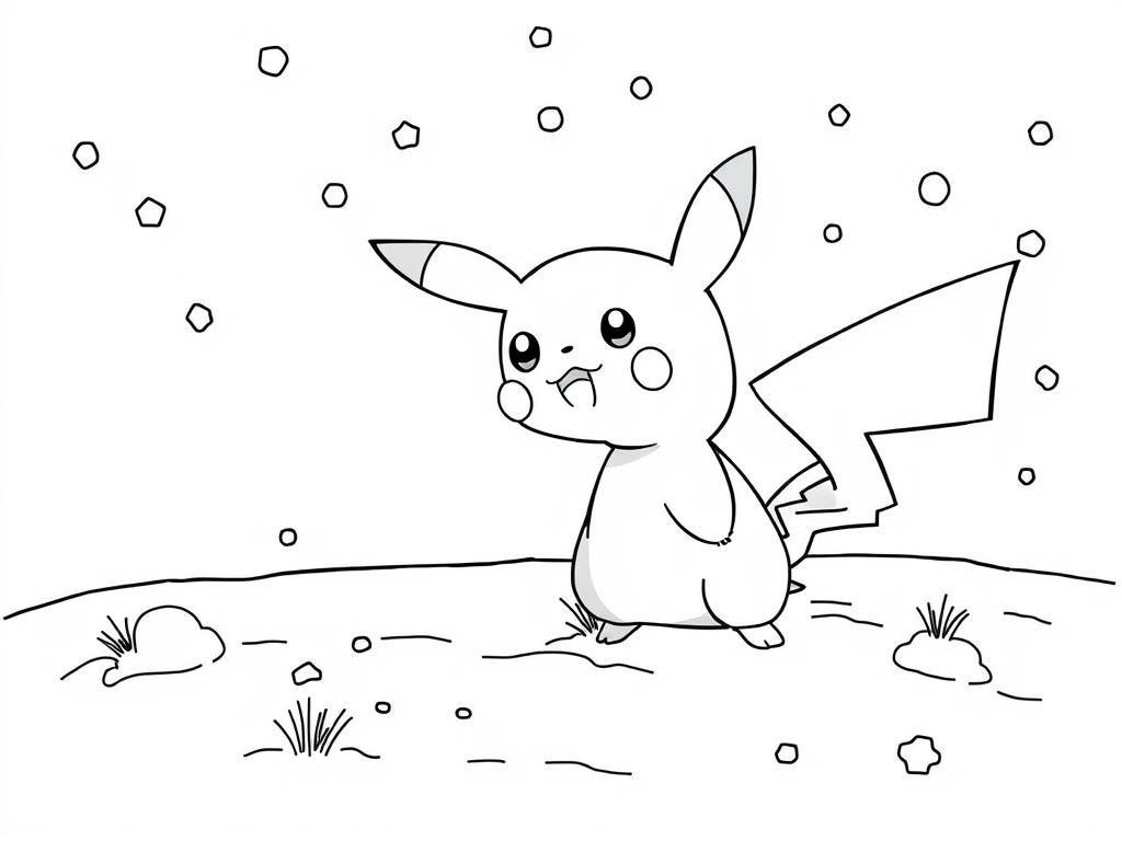 Pokemon playing in the snow