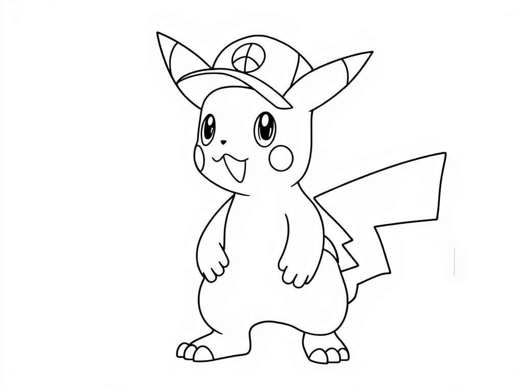 Pikachu in a Hat Coloring Page