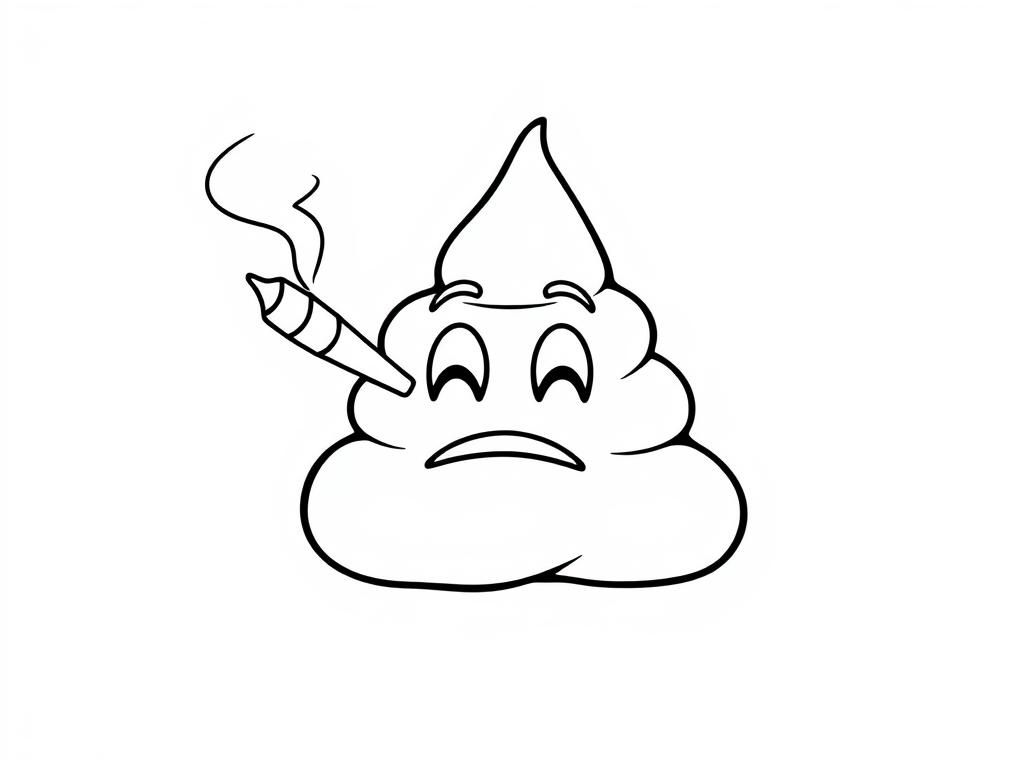 poop emoji smoking a joint