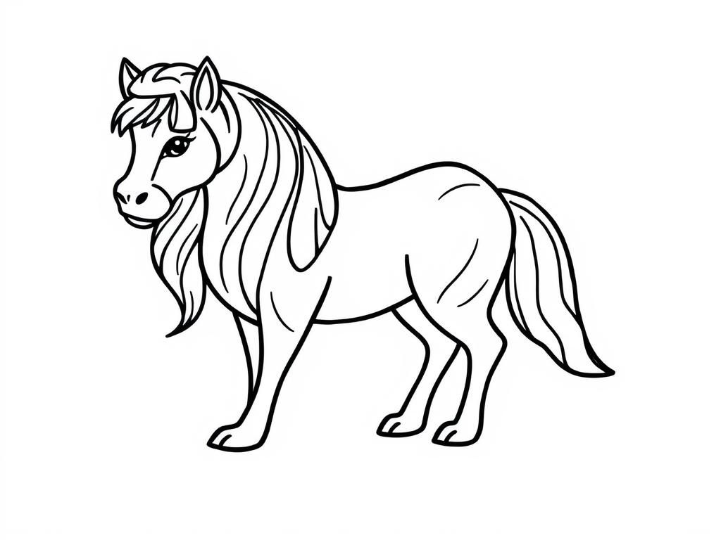 Coloring Page of a Cartoon Horse