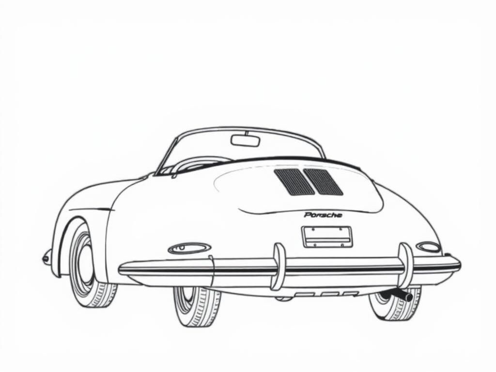Vintage Porsche Convertible Car Coloring Page