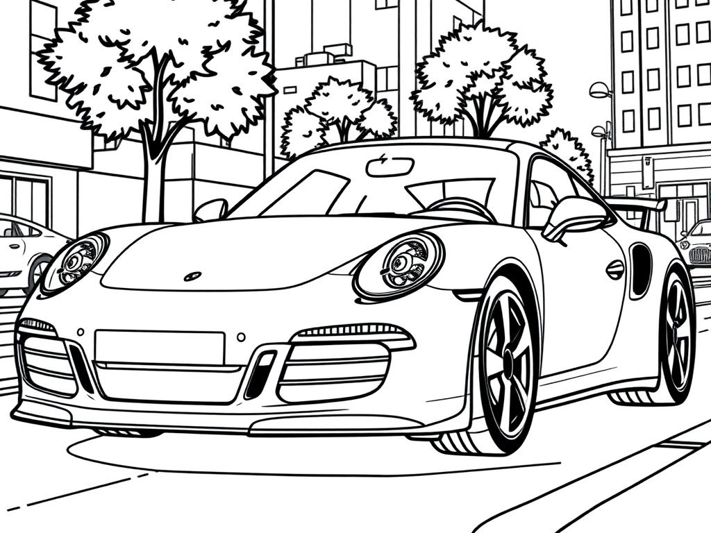Sports Car City Drive Coloring Page