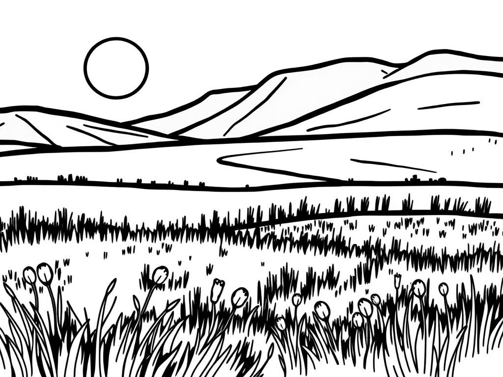 Nature Landscape Coloring Page