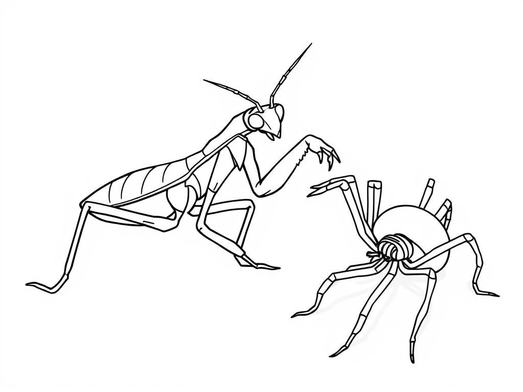 Insects Face Off Coloring Page