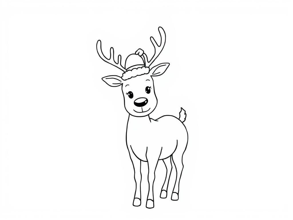 Preppy style, Christmas, holidays, cute, reindeer - Free Printable Coloring Page