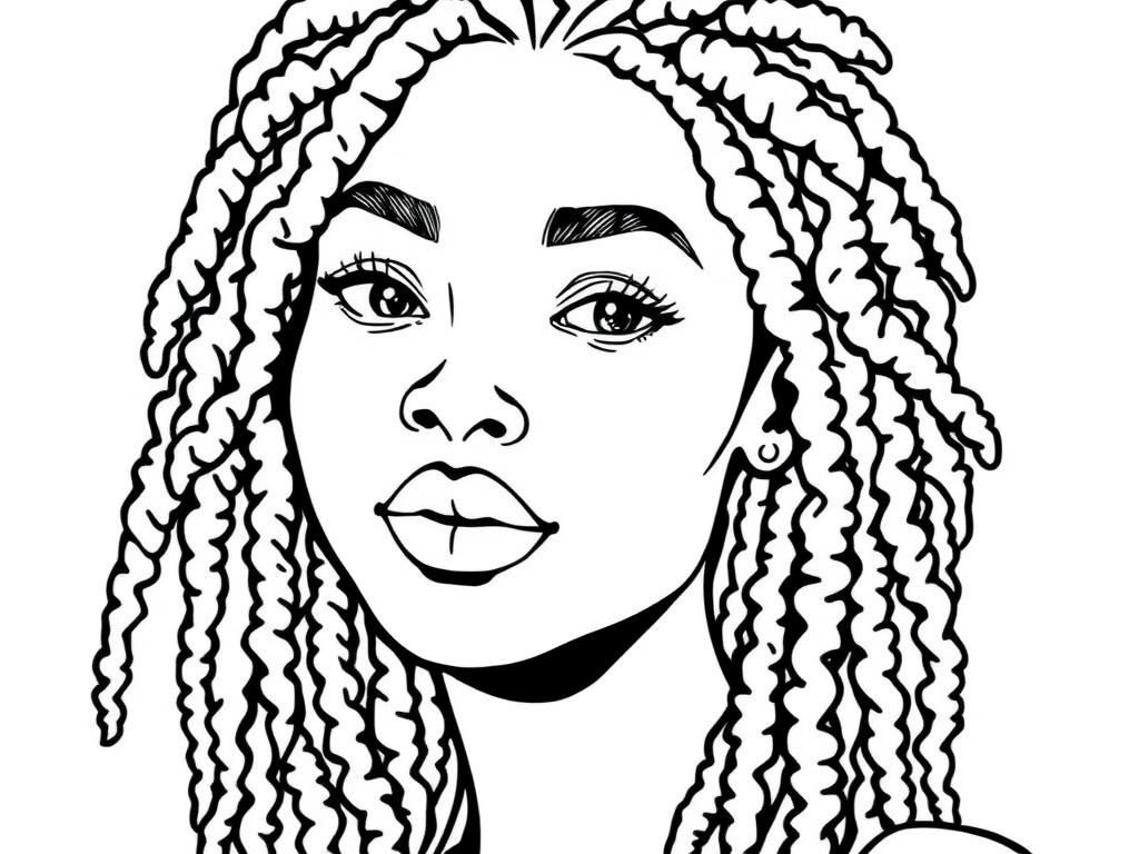 Braided Beauty Coloring Page
