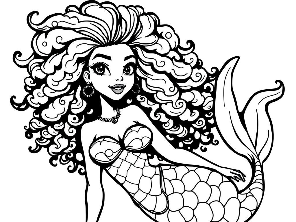 Mermaid Princess Coloring Page