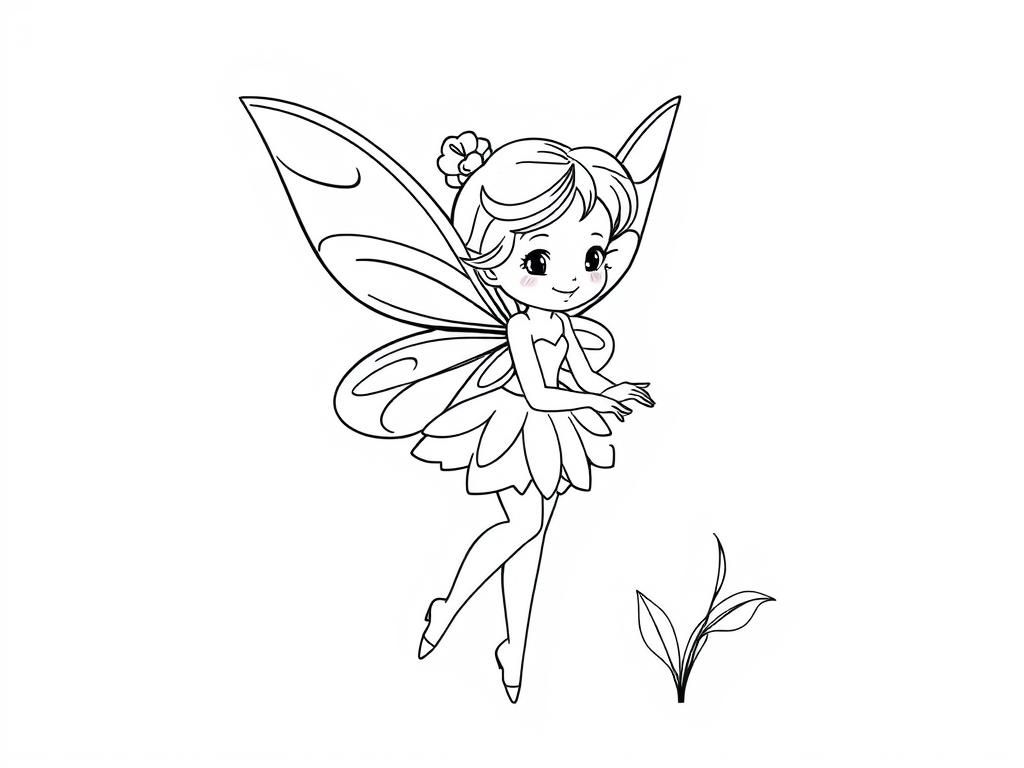 pretty fairy - Free Printable Coloring Page