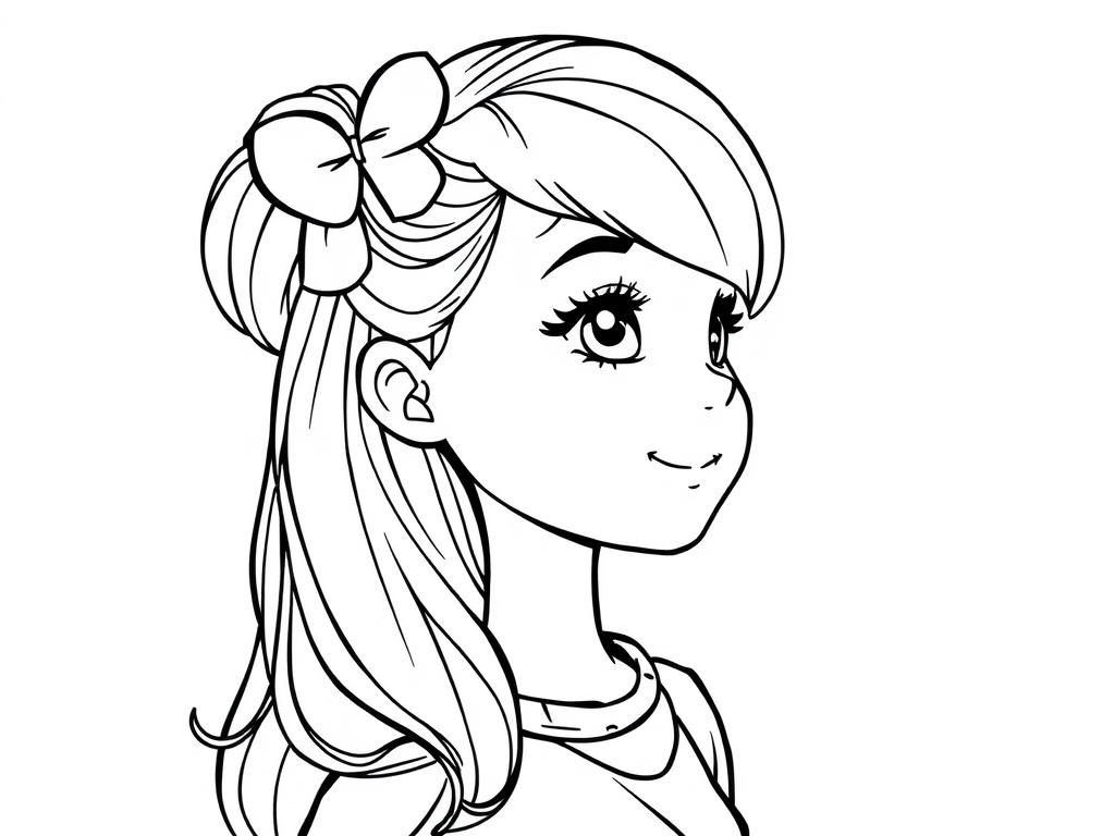 Girl with Long Hair Coloring Page