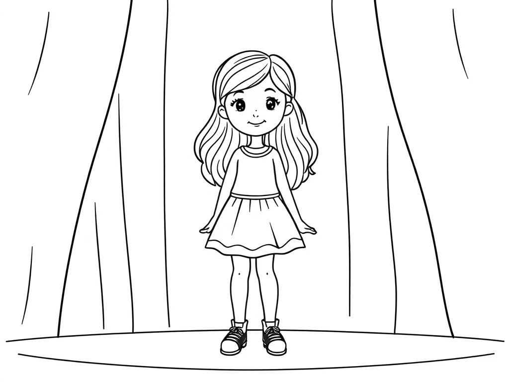 Girl on Stage Coloring Page
