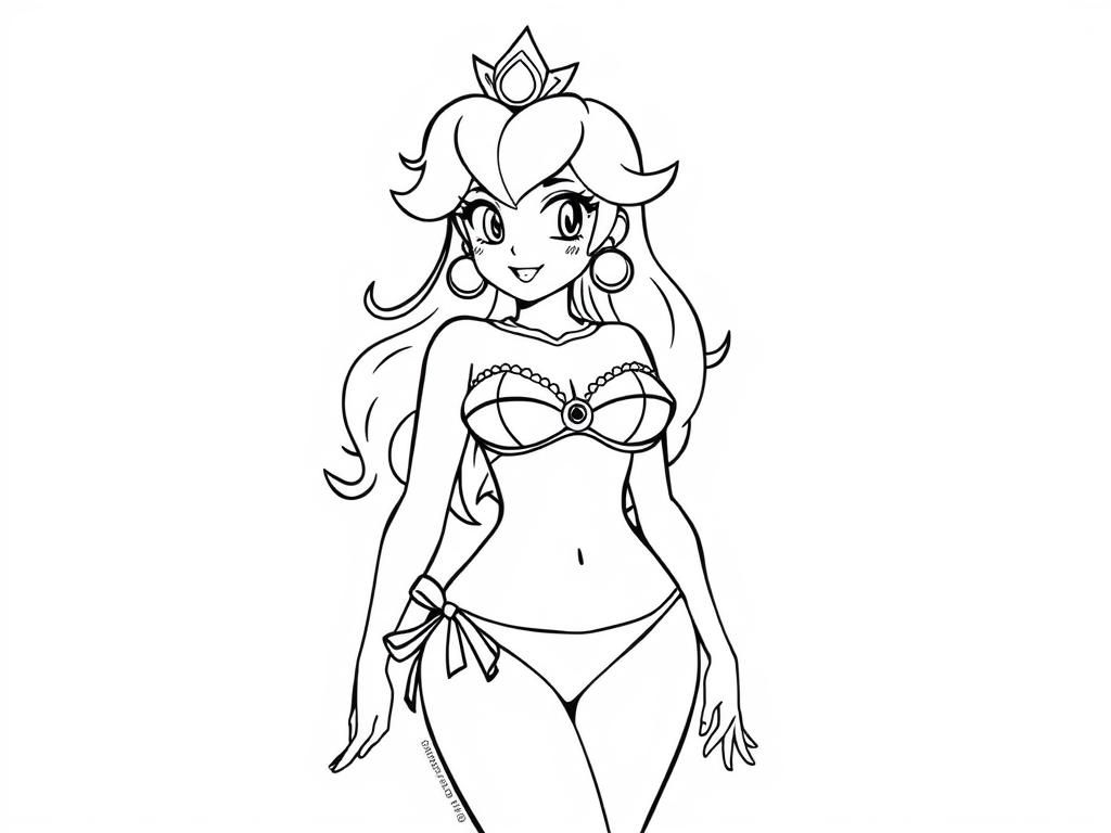 Princess Peach Bikini Coloring Page