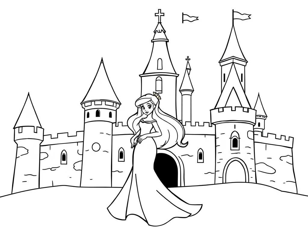 Princess ariel in castle kids friendly clothes