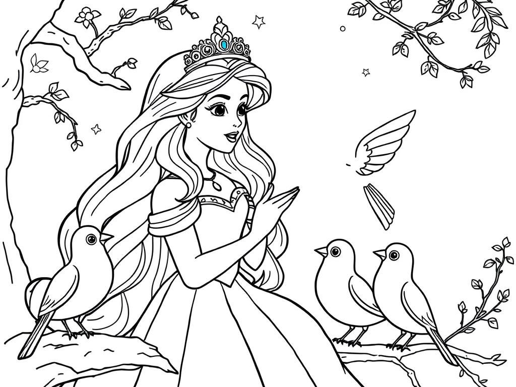 princess aurora singing to her bird friends