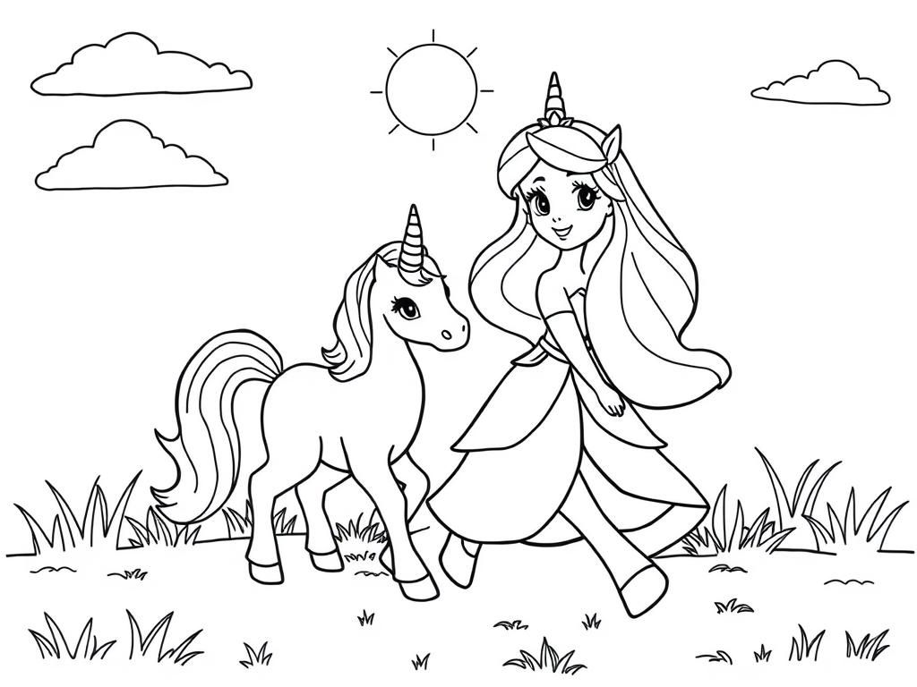 Unicorn Princess Coloring Page