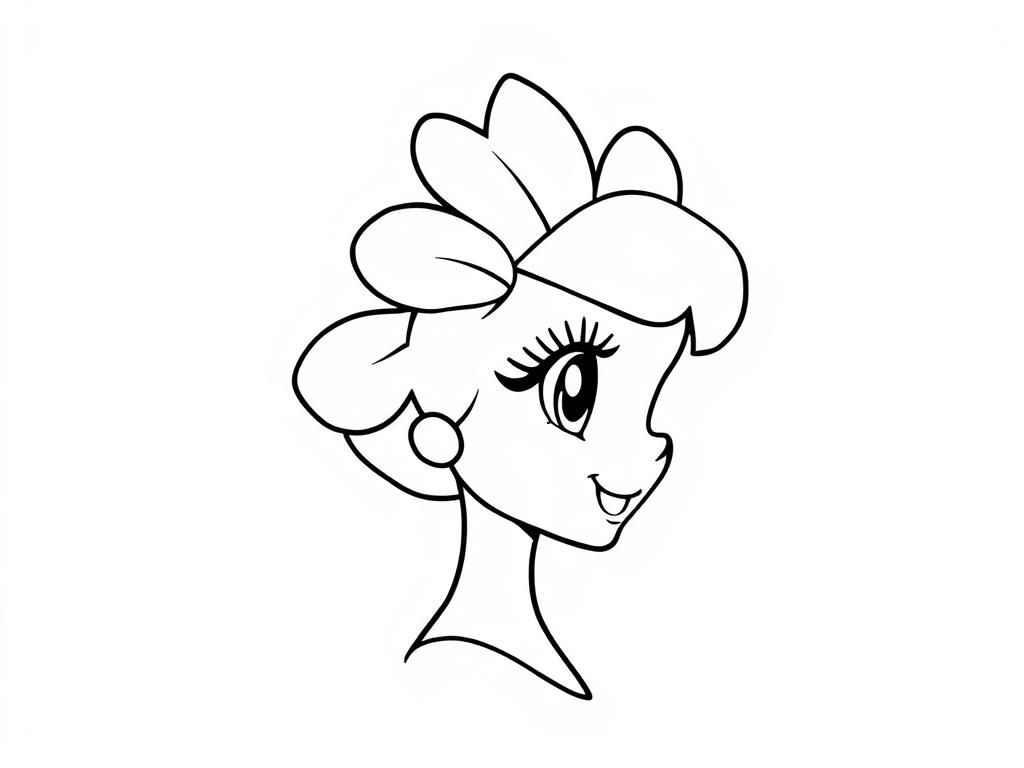 Cartoon Girl with Flower Hair Clip Coloring Page