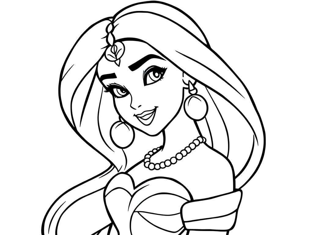 Princess Jasmine Coloring Page from Aladdin