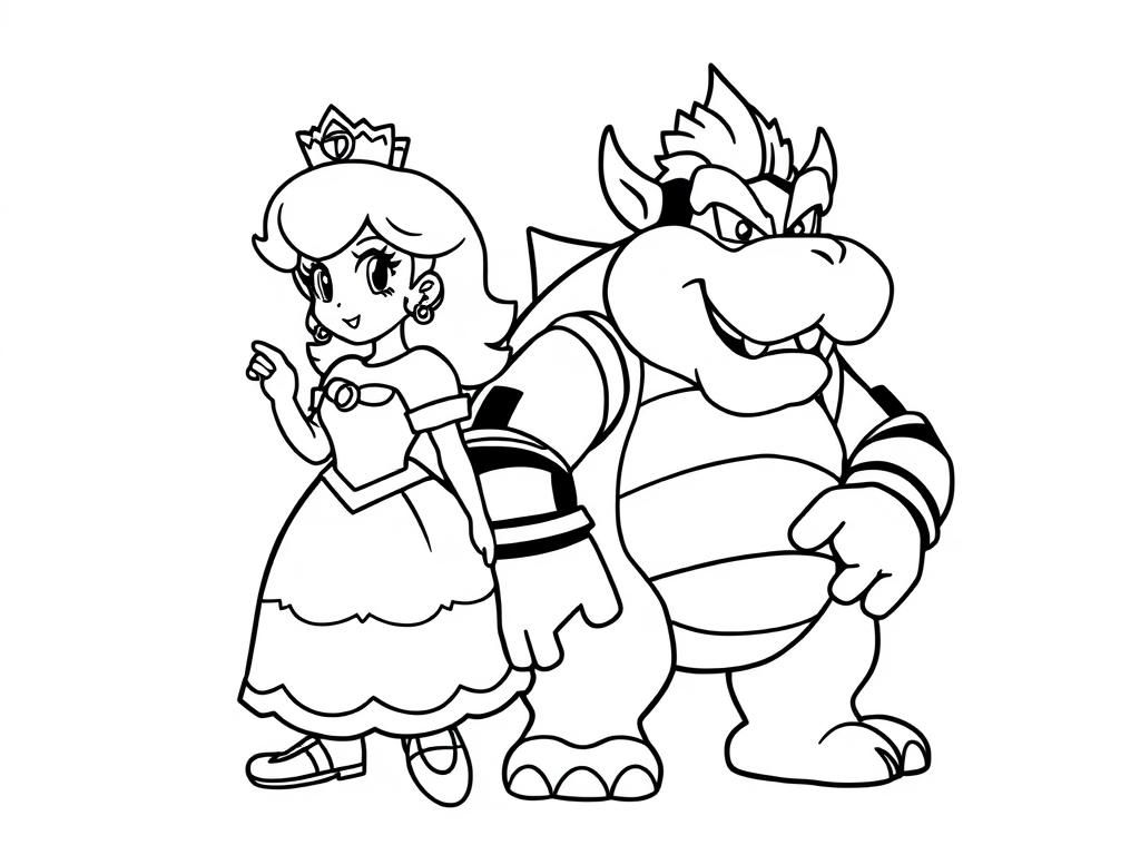 princess peach and bowser standing next to each other