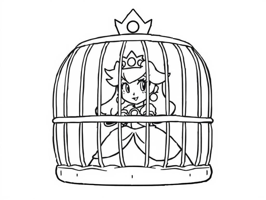 Preview of princess peach in a cage