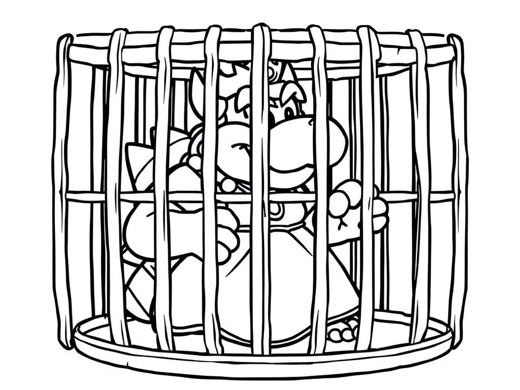 princess peach in a cage where bowser trapped her