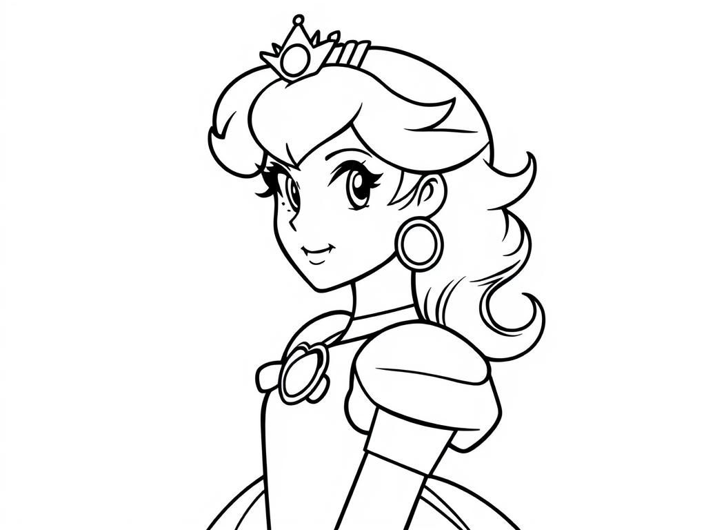 Princess peach simple easy to trace