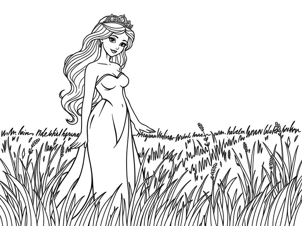 princess undressed in a field