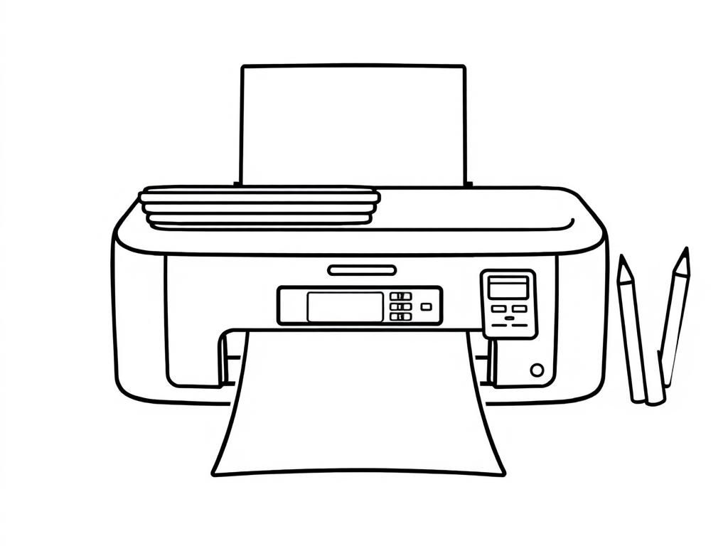 Office Coloring Page with Printer