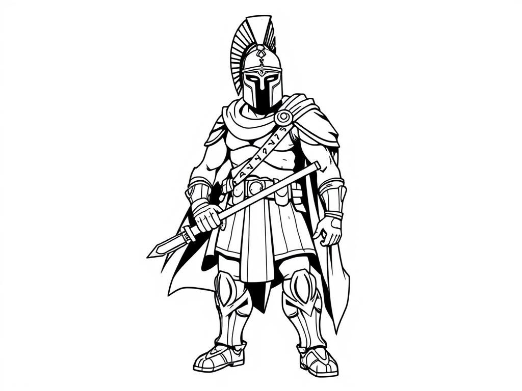 Proud spartan soldier with ancien weapon full body