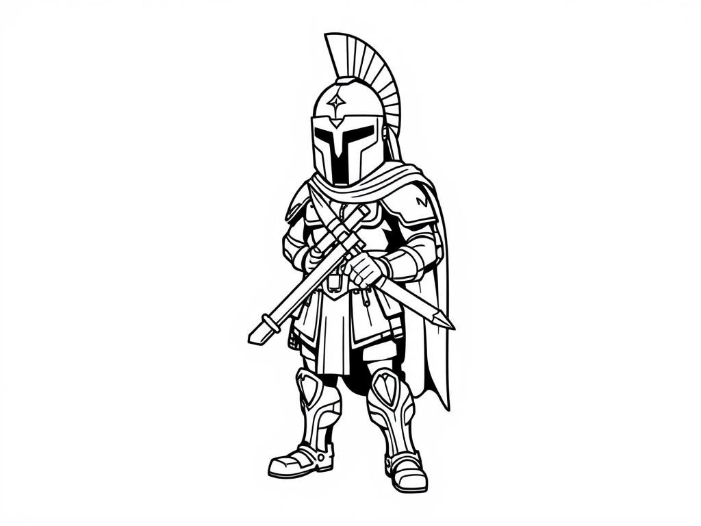 Proud spartan soldier with ancien weapon full body