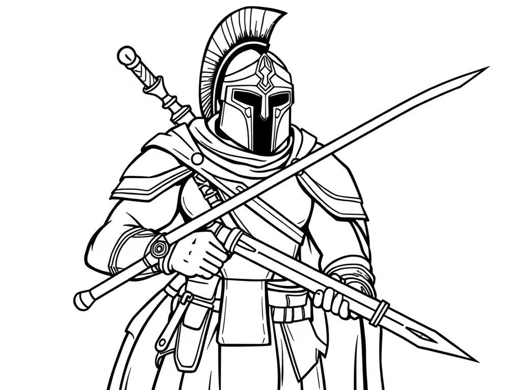 Proud spartan soldier with ancien weapon full body