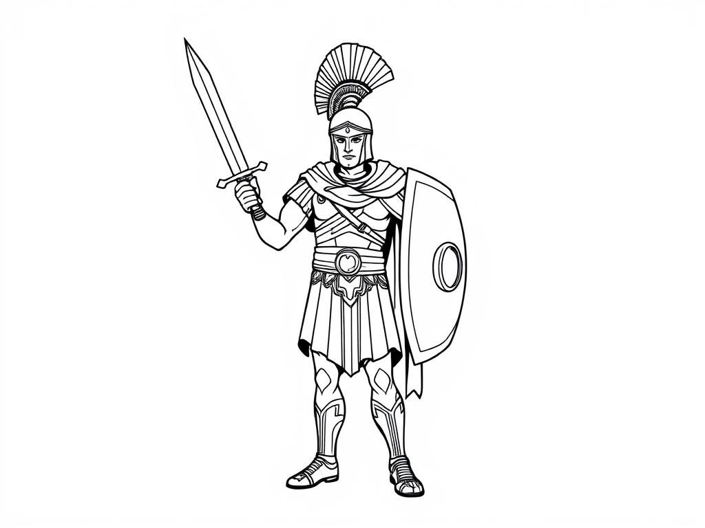 Proud SPQR soldier with roman sword full body