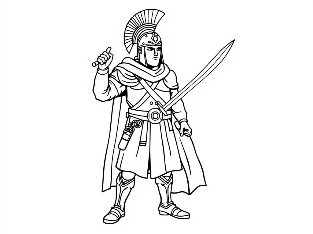 Proud SPQR soldier with short sword full body