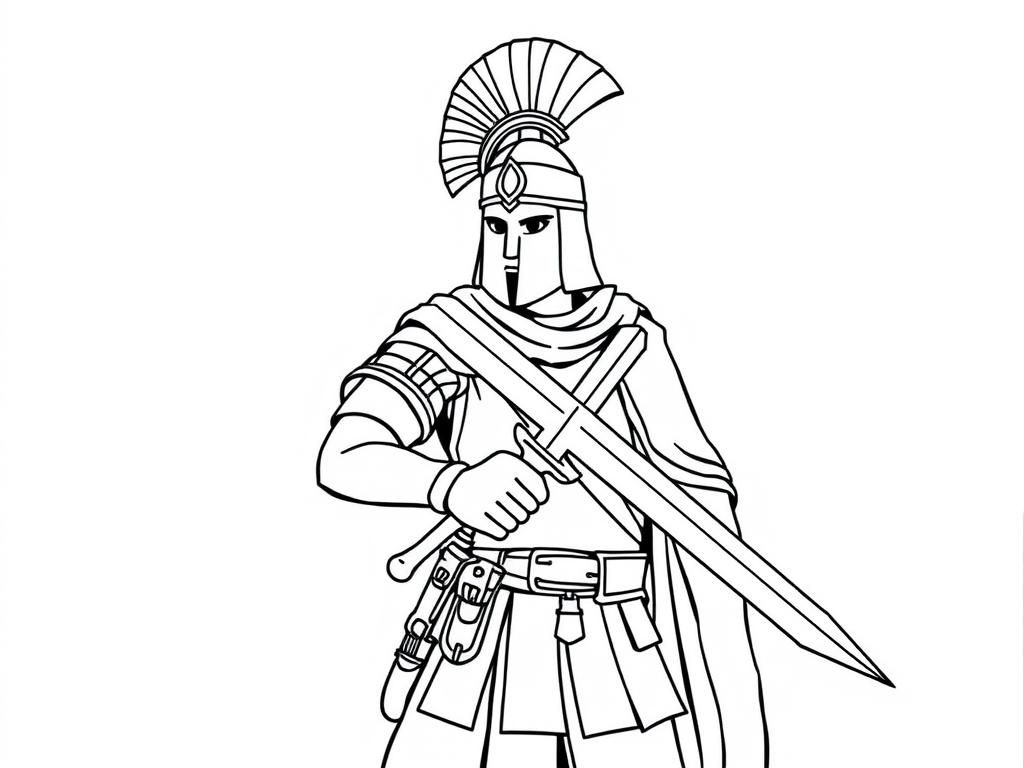 Proud SPQR soldier with short sword full body