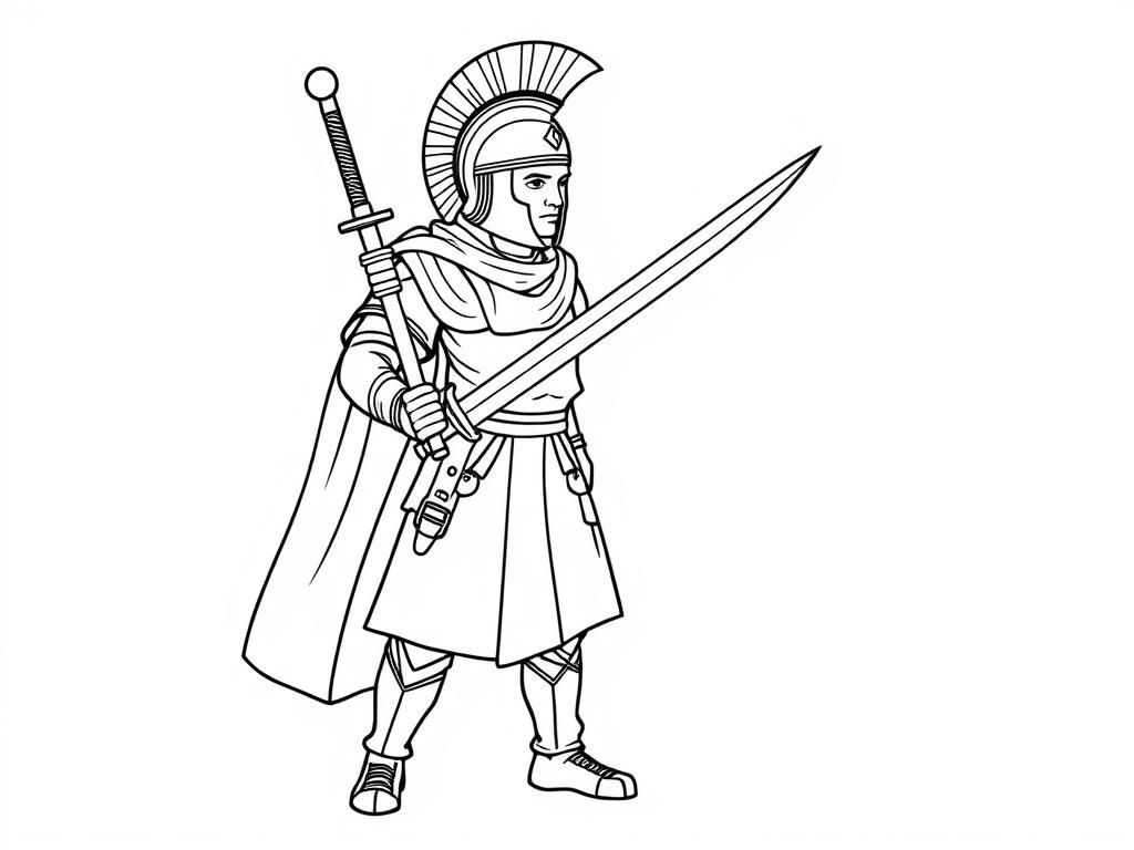 Proud SPQR soldier with short sword full body