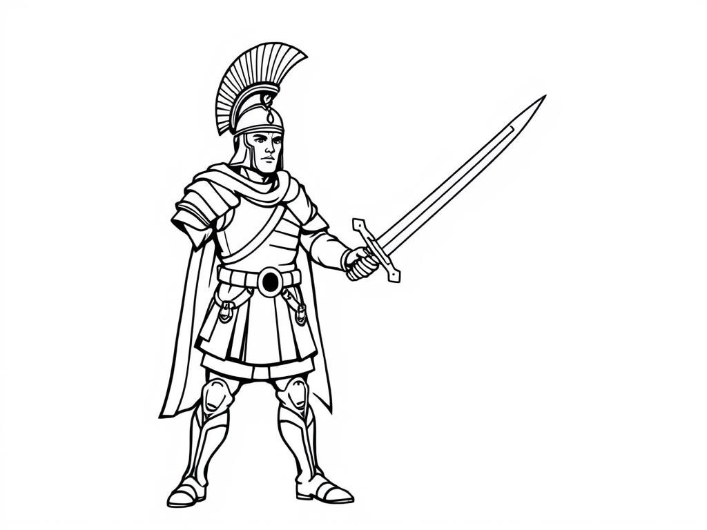 Proud SPQR soldier with short sword full body