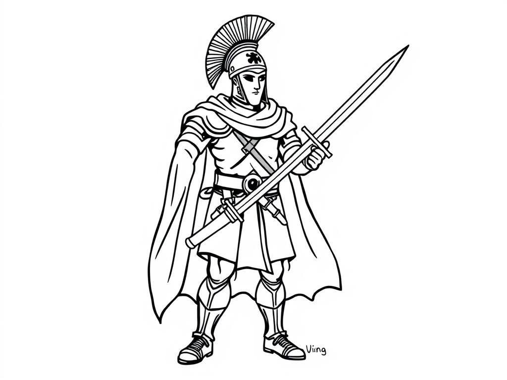 Proud SPQR soldier with short sword full body