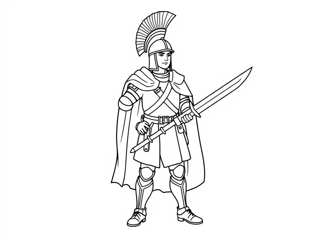 Proud SPQR soldier with short sword full body