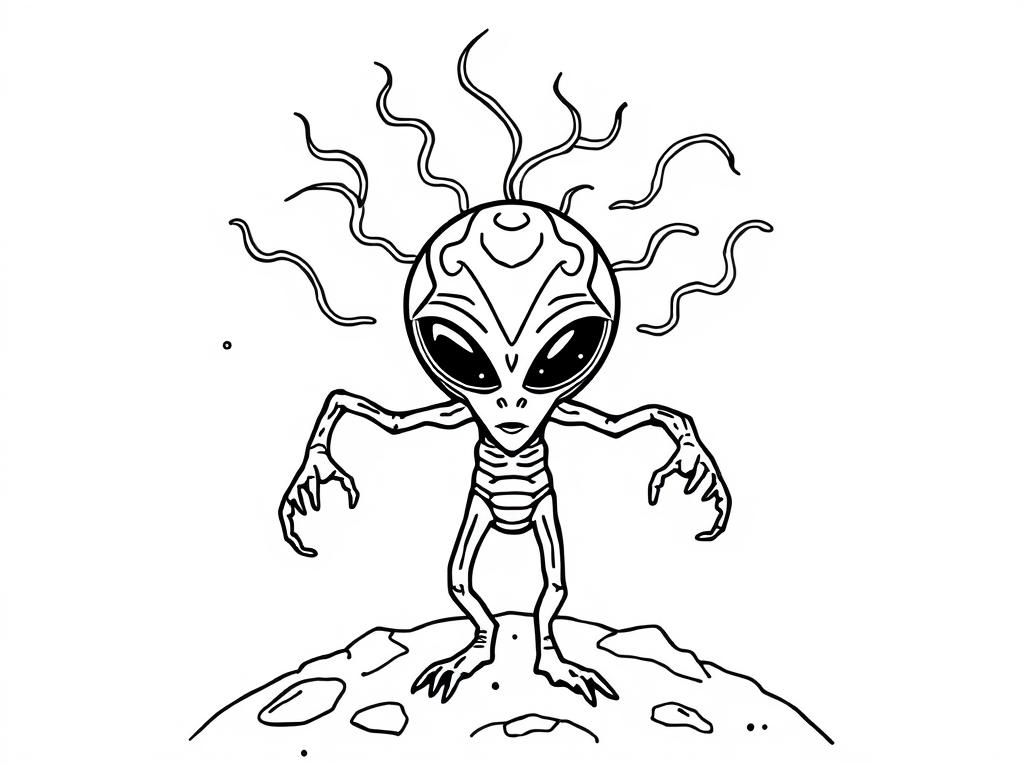 Alien Space Creature Coloring Page
