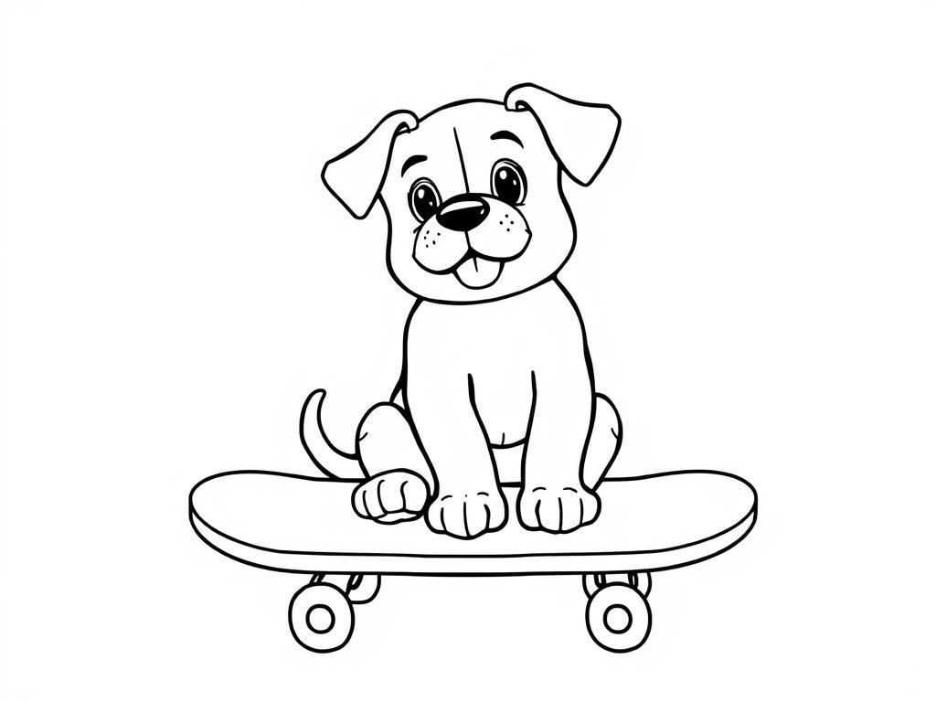 Puppy on a Skateboard Coloring Page