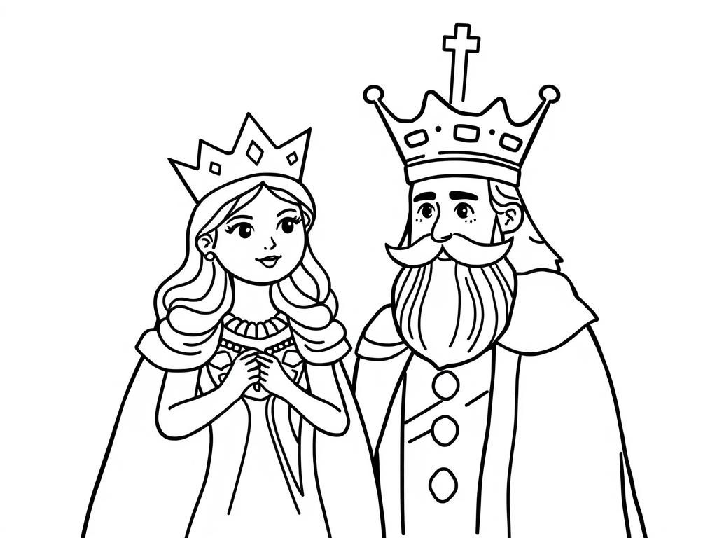 King and Queen Royal Family Coloring Page
