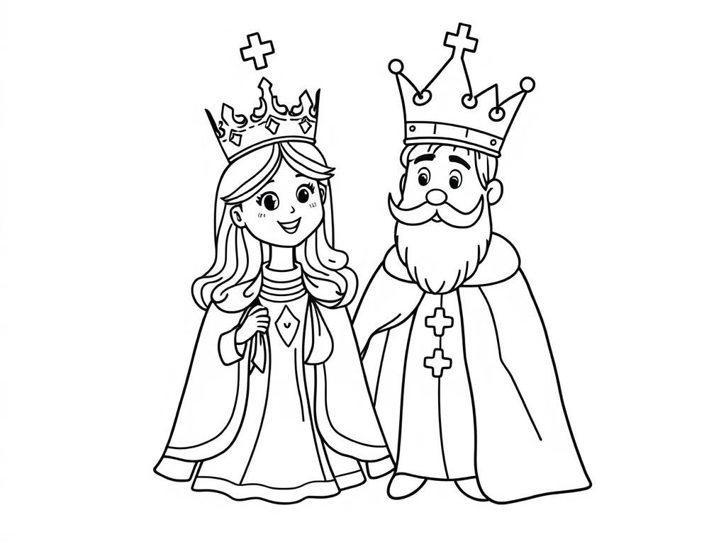 King and Queen Royal Family Coloring Page
