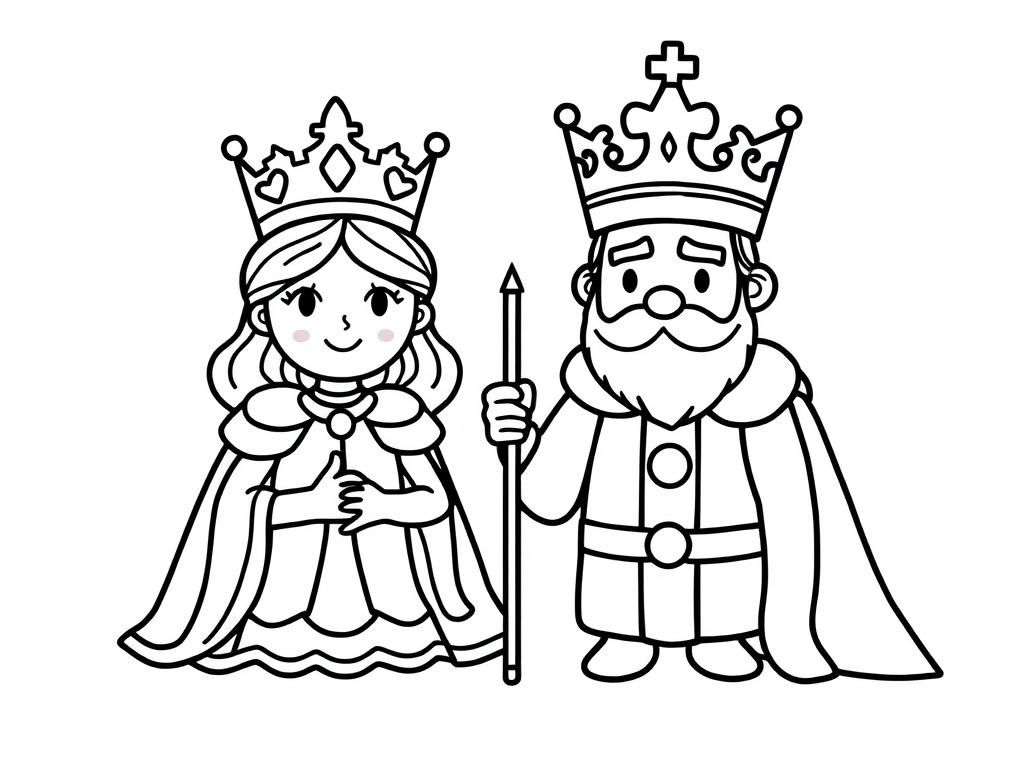 King and Queen Royal Family Coloring Page
