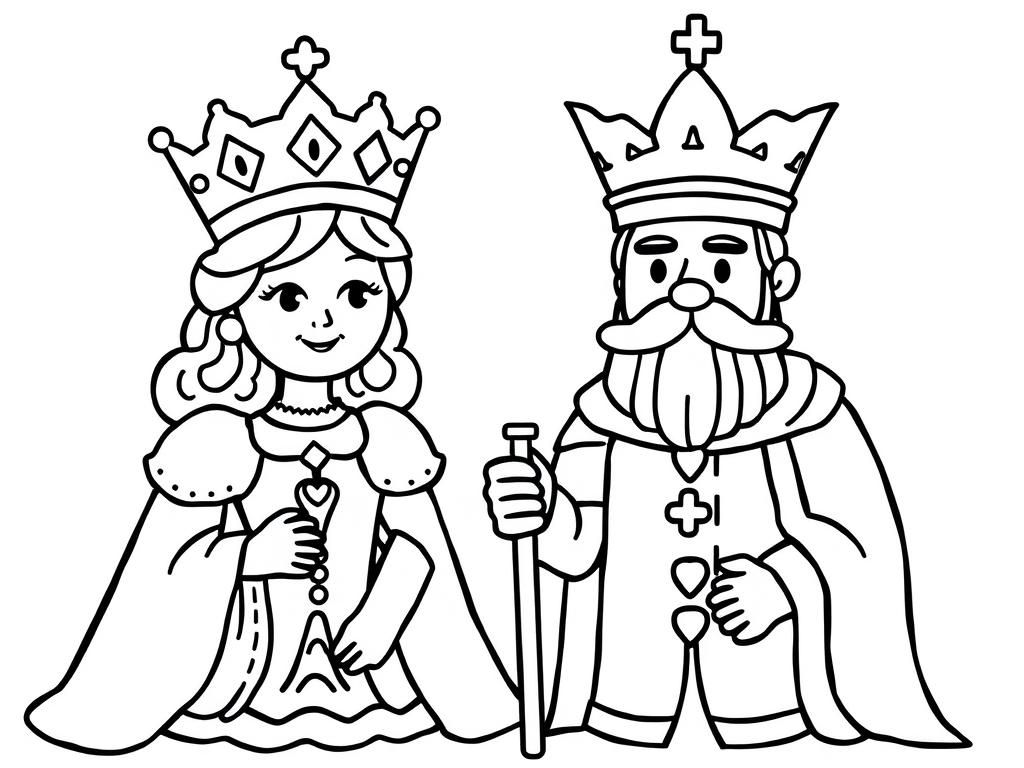 King and Queen Royal Family Coloring Page