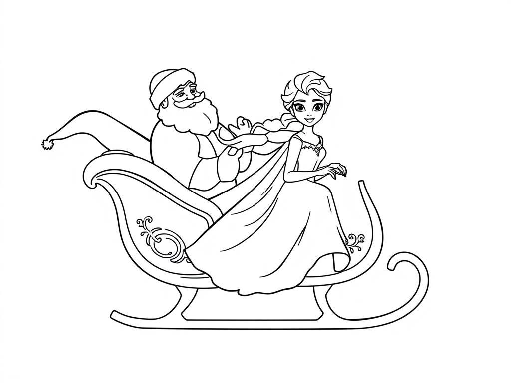 queen elsa riding a santa clause sleigh