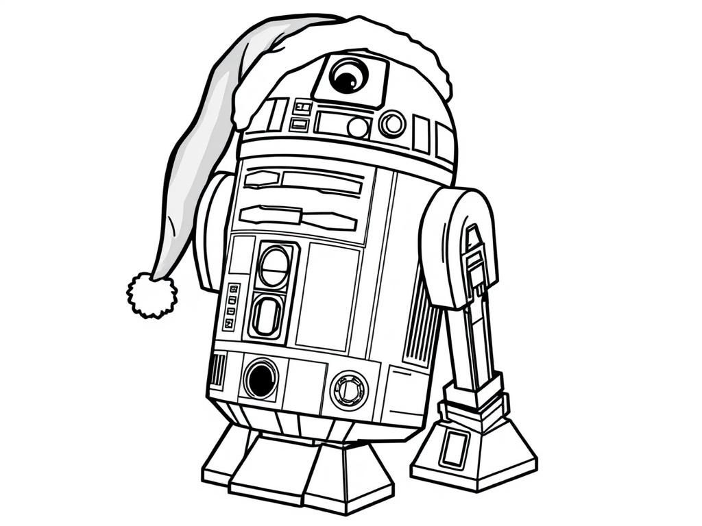 R2-D2 in Santa Hat Coloring Page