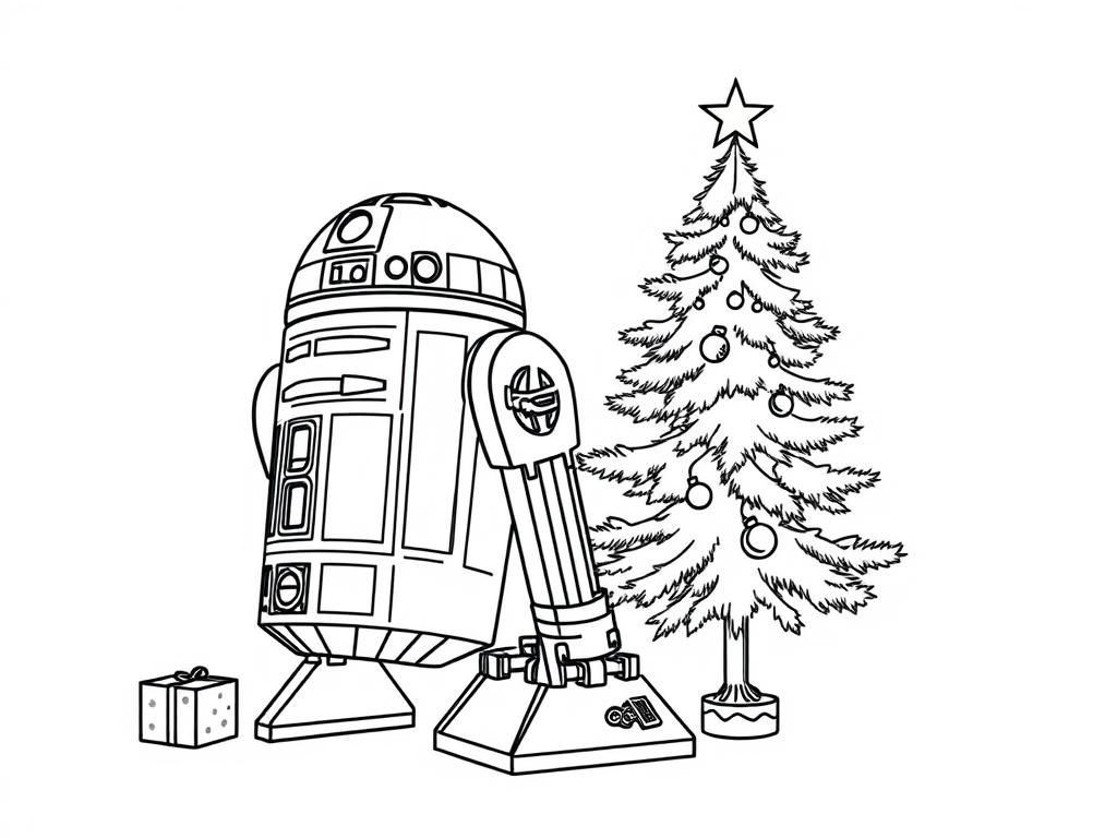 R2-D2 Kerstkleurplaat