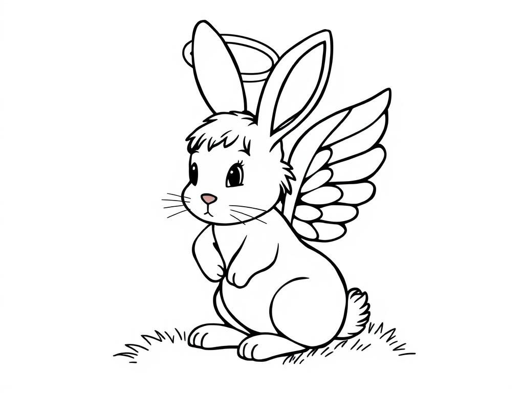 Winged Bunny Easter Coloring Page