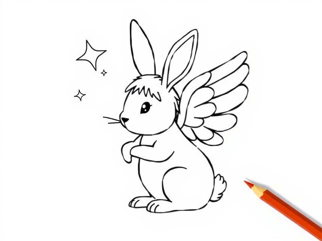 Cute Winged Rabbit Coloring Page